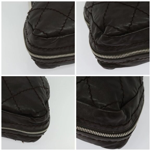 CHANEL Wild Stitch Matelasse Hand Bag Leather Brown Silver CC Auth 135451 - Picture 16 of 16